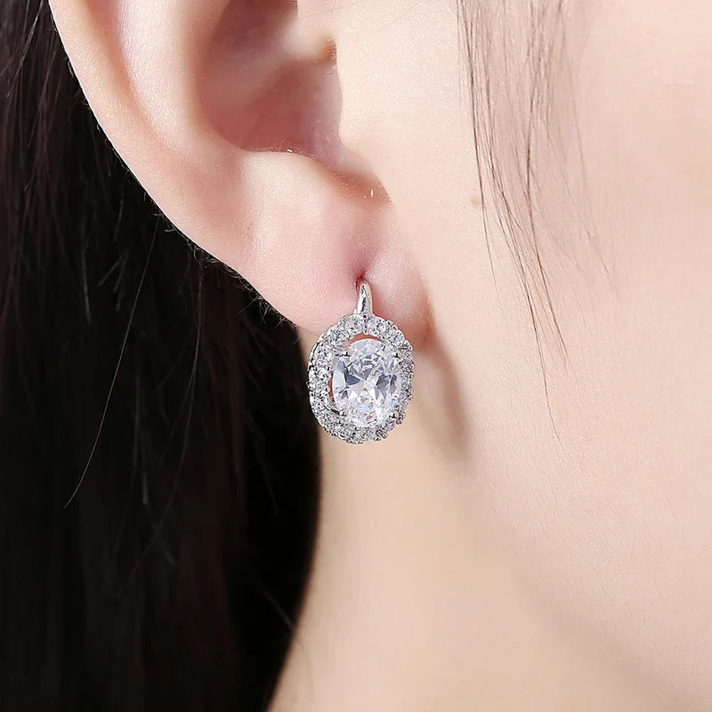 925 Silver Green/White Zircon Drop Earring For Women Wedding Jewelry Vera Lux