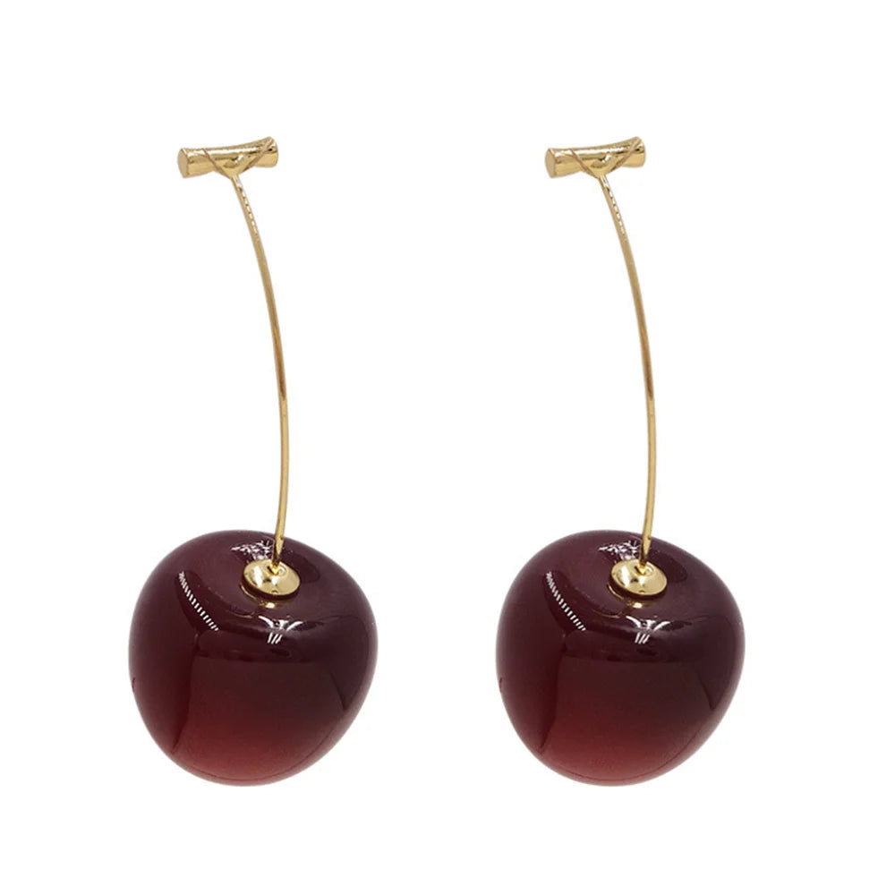 Cute Cherry Fruit Acrylic Earrings Fashionable Resin Cherry Earrings For Women Kpop Jewelry Trendy Accessories Vera Lux
