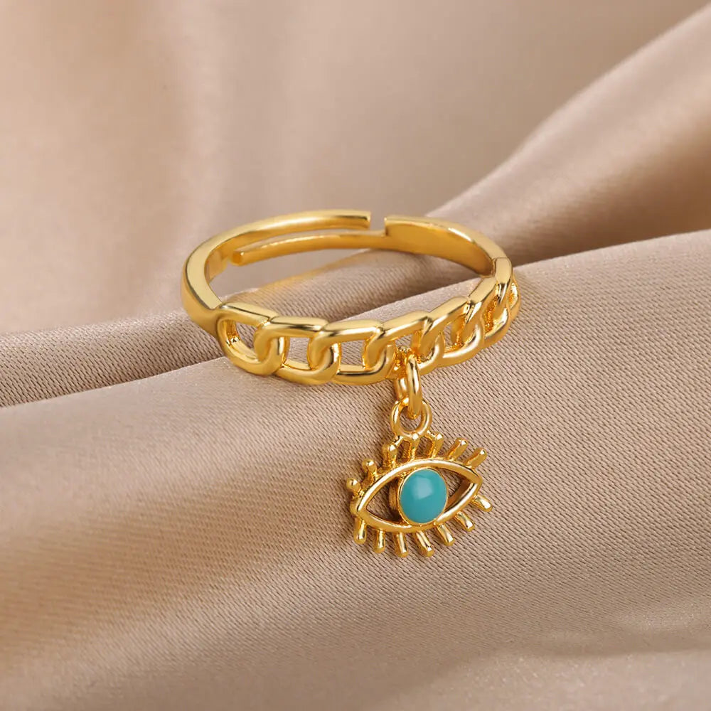 Evil Eye Rings For Women Stainless Steel Turkish Eye Ring Wedding Gothic Aesthetic Jewelry Sets anillos bague bijoux Vera Lux