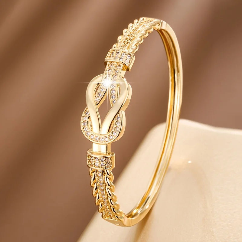 1Pcs Zircon Bangles Elegant And Simple Women's Bracelet Gold Silver Bracelet Cross Buckle Fashion Accessories Vera Lux