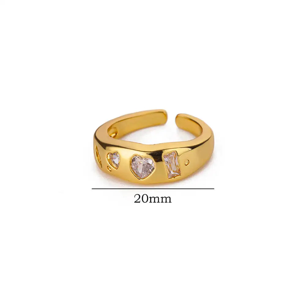 Stainless Steel Heart Zircon Rings for Women Gold Color Wedding Couple Ring Aesthetic Jewelry Accessories Gift anillos mujer Vera Lux