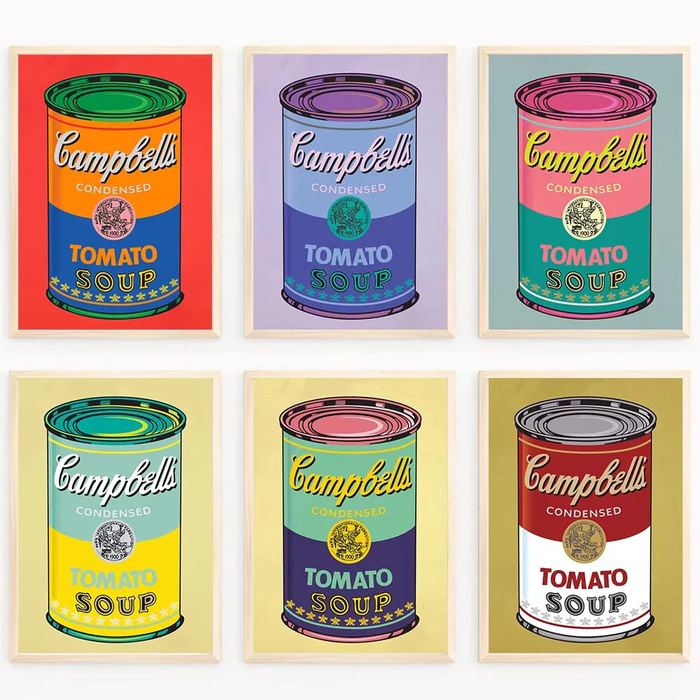 Andy Warhol Pop Art Tomato Soup Poster Canvas Painting Vintage Kitchen Art Aesthetic Decor Home Room Wall Decoration Retro Decor Perfecsy