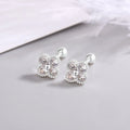 925 Sterling Silver Four Round Zircon Small Piercing Stud Earrings For Women Luxury Elegant Fine Jewelry Accessories Jewellery Vera Lux