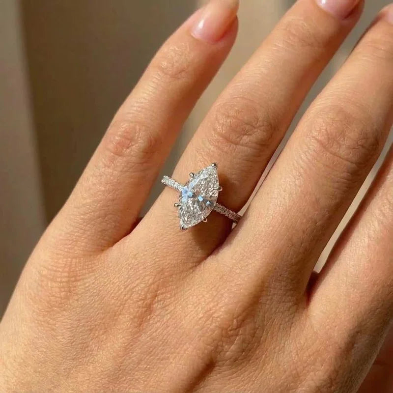 925 Sterling Silver Fashion Classic Marquise Zircon Ring For Women Engagement Wedding Luxury High Quality Fine Jewelry Hot Sales Vera Lux