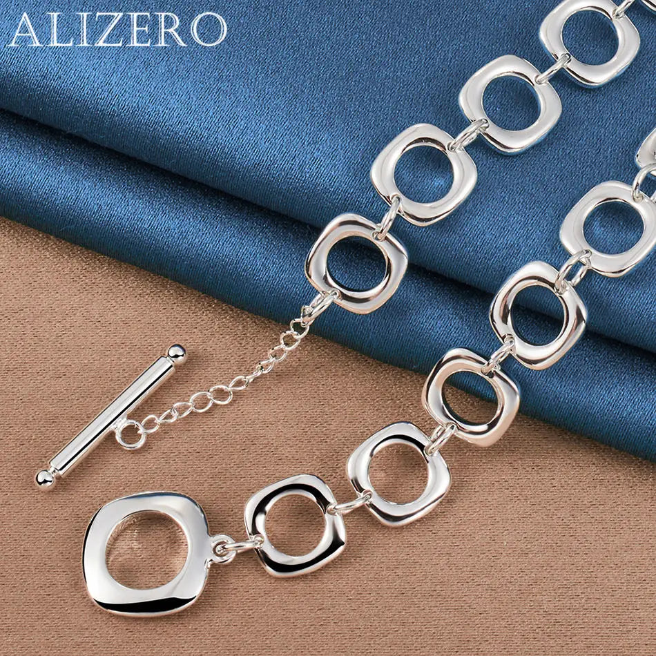 ALIZERO 925 Sterling Silver Necklace 20 inch Squares Chain Necklaces For Women Men Fashion Wedding Party Jewelry Gifts Vera Lux