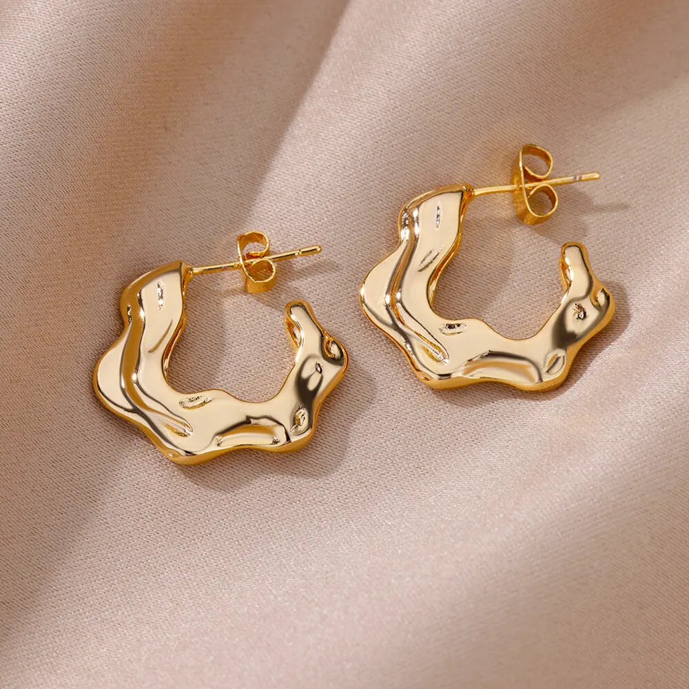 Irregular C Shaped Earrings For Women Stainless Steel Geometric Earring 2024 Trending Wedding Party Aesthetic Jewelry aretes Vera Lux