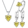 Heart Zircon 925 Silver Jewelry Sets Elegant Women's Ring Earrings Necklace Wedding Bridal Engagement Accessories Vera Lux