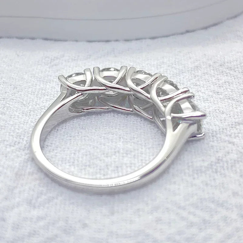 NeeTim 5mm 6.5mm Full Moissanite Ring for Women S925 Sterling Silver Eternity Sparkling Diamond Band Wedding Rings Jewelry Vera Lux
