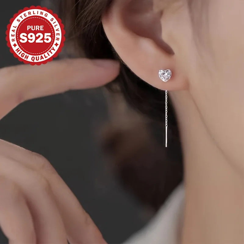 S925 Sterling Silver Long Dangle Earrings Pair Suitable for Daily Wear Valentine's Day Gift Women's Jewelry Low Allergy Vera Lux