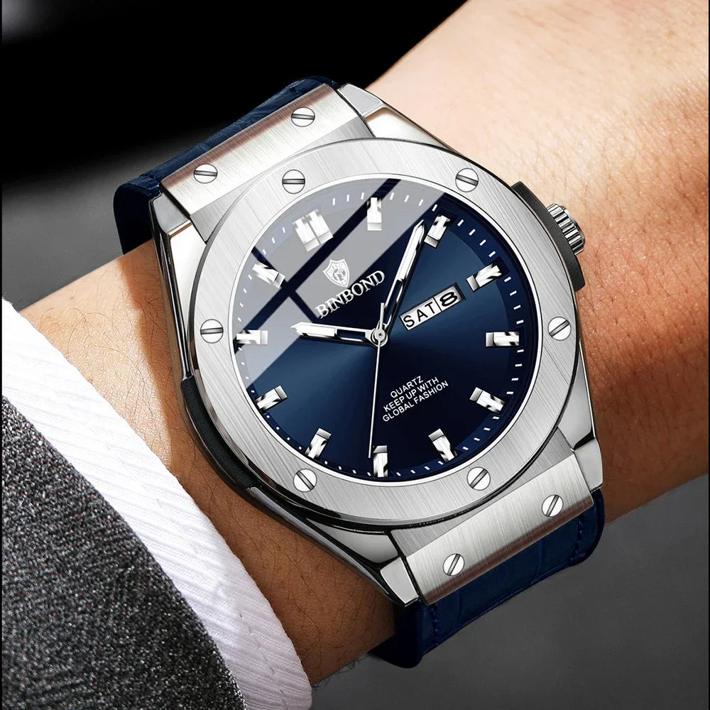 Man New Casual Business Leather Clock Men Luxury Watch Automatic Watches Mens Top Fashion Quartz Wristwatches Relojes De Hombre Vera Lux