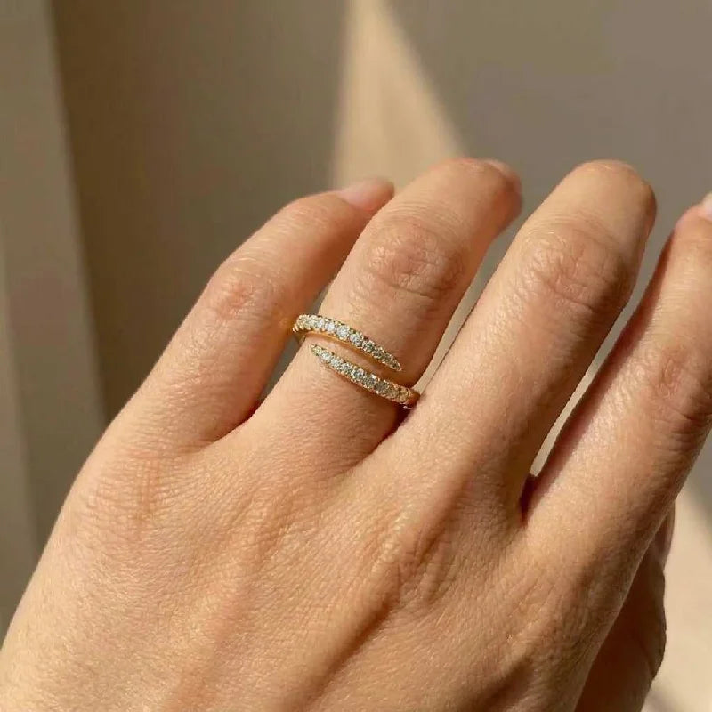 925 Sterling Silver Trendy Circle Finger Rings for Women Dazzling CZ Adjustable Ring Daily Wear Stackable Accessory Fine Jewelry Vera Lux