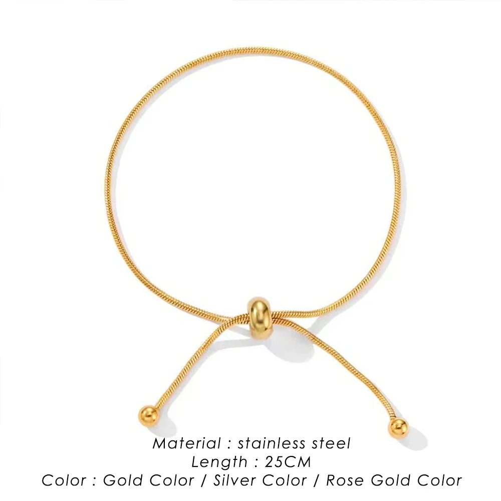Korean Adjustable Stainless Steel Bracelet for Women Girl Men High Quality Design Gold Color Snake Chain Jewelry Wholesale Vera Lux