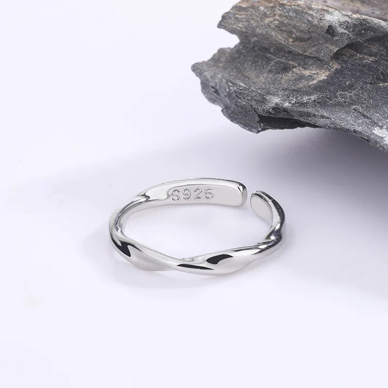 Fashion 925 Sterling Silver Simple Twisted Wire Rings For Women Wedding Fine Jewelry Gift Wholesale Vera Lux
