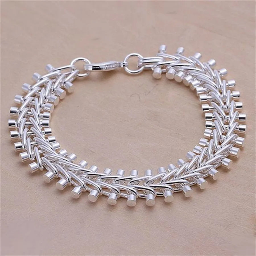 925 Sterling Silver Exquisite Solid Chain Bracelet Fashion Charm Women Men Solid Wedding Cute Simple Models Jewelry Vera Lux
