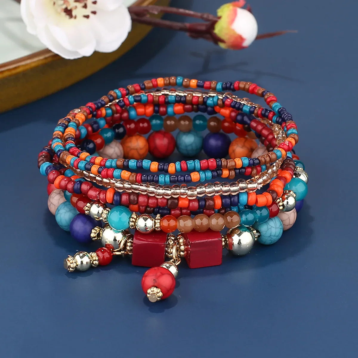 8Pcs Boho Colorful Rice Beads Bracelet Set For Women Summer Elastic  Beaded Chain Bangle Girls Fashion Jewelry Accessories Vera Lux