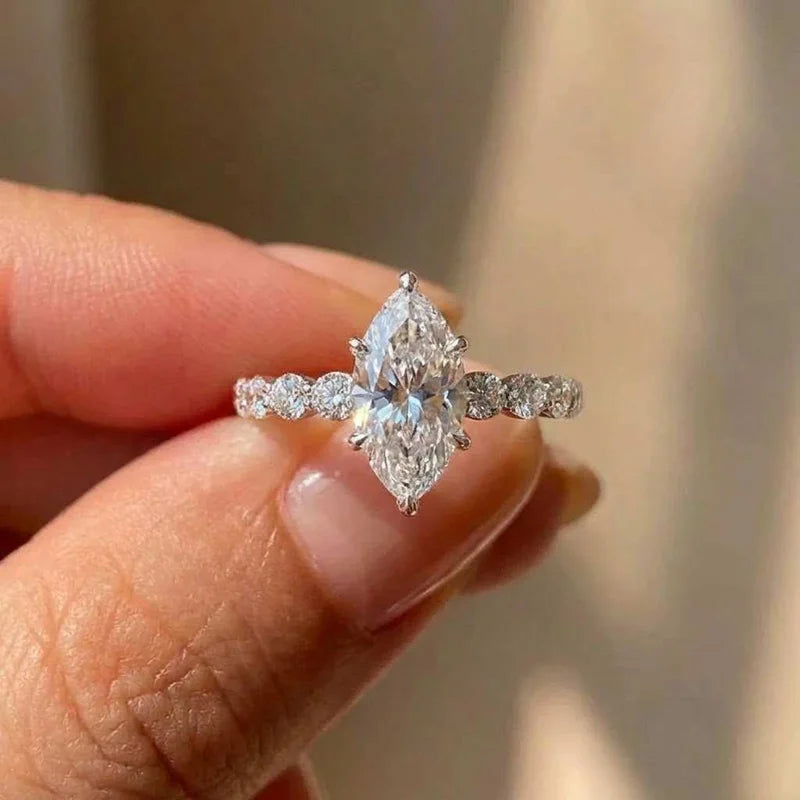 925 Sterling Silver Fashion Classic Marquise Zircon Ring For Women Engagement Wedding Luxury High Quality Fine Jewelry Hot Sales Vera Lux