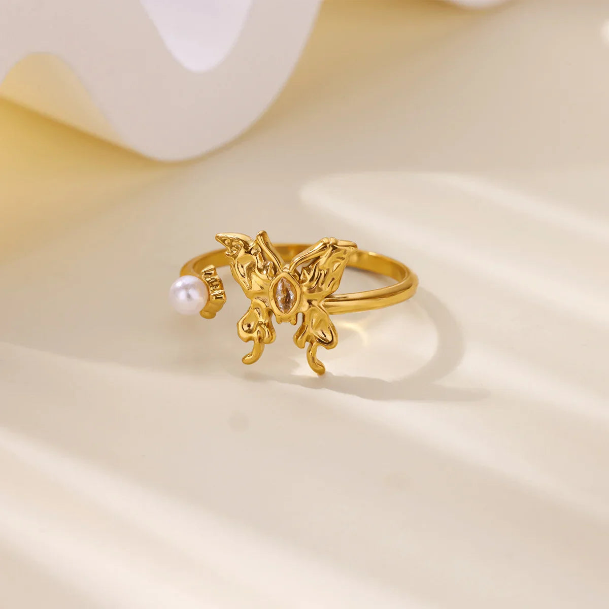 Stainless Steel Butterfly Bow Rings for Women Fashion Zircon Heart Open Ring Trendy Aesthetic Jewelry Party Wedding Gift Vera Lux