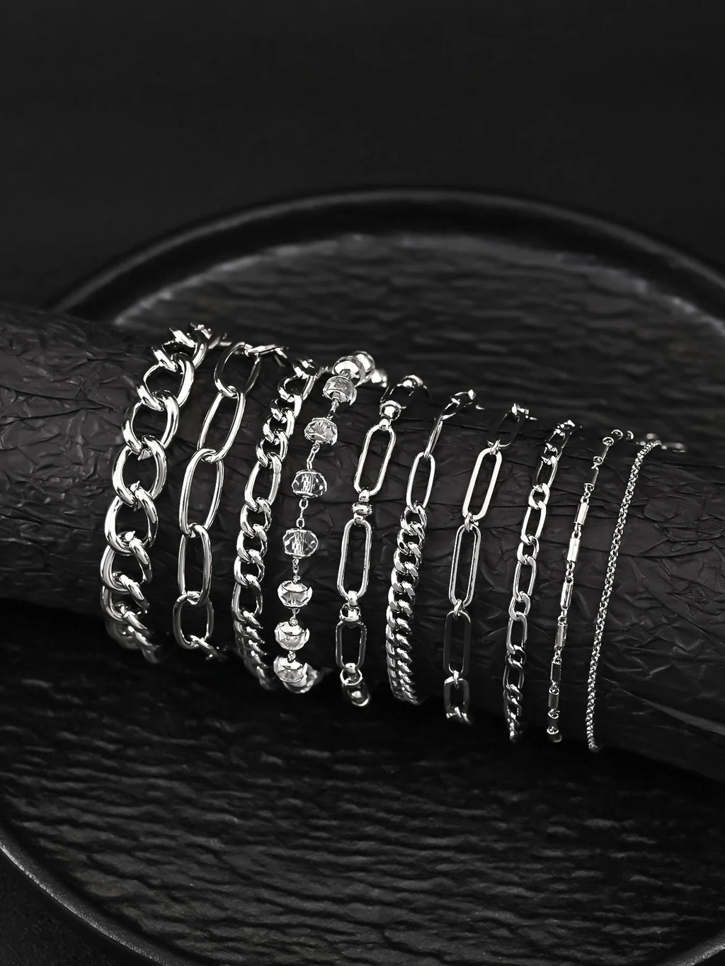 10pcs Stainless Steel Cuban Chain Bracelet for Men Women Figaro Vintage Metal Viking Kpop Pulseras Emo Cute Luxury Jewelry Gift Vera Lux