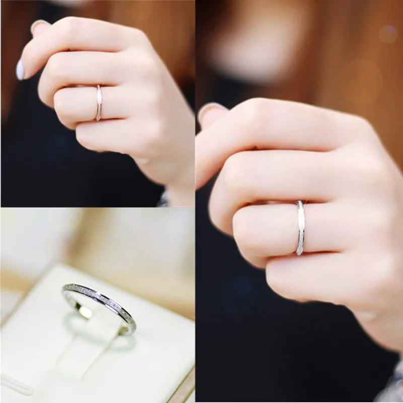 Stainless Steel Matte 2mm Thin Stackable Ring Wedding Band for Women Girl Size 3-10 Vera Lux