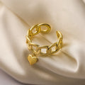 NEWBUY Fashion Colourful Cubic Zirconia Pave Setting Wedding Jewelry 2024 Trendy Gold Color Heart Charm Finger Ring For Women Vera Lux