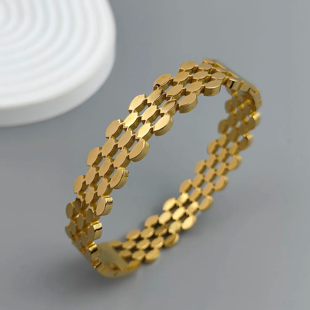 New honeycomb hollow gold-plated stainless steel bracelet, high quality waterproof silver bracelet, couple jewelry Vera Lux