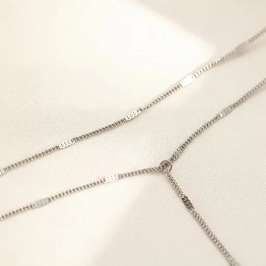 DOTIFI Stainless Steel Fashion Commuter Y-Shaped Fringe Necklace Minimalist Double-Layer Collarbone Chain Jewellery For Women Vera Lux