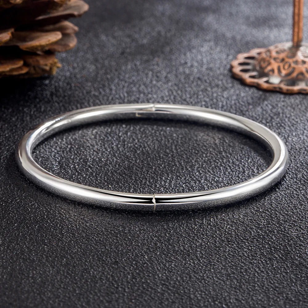 925 Sterling Silver 4MM Bangle Bracelets For Women Luxury Quality Jewelry Wholesale   Jewellery Vera Lux