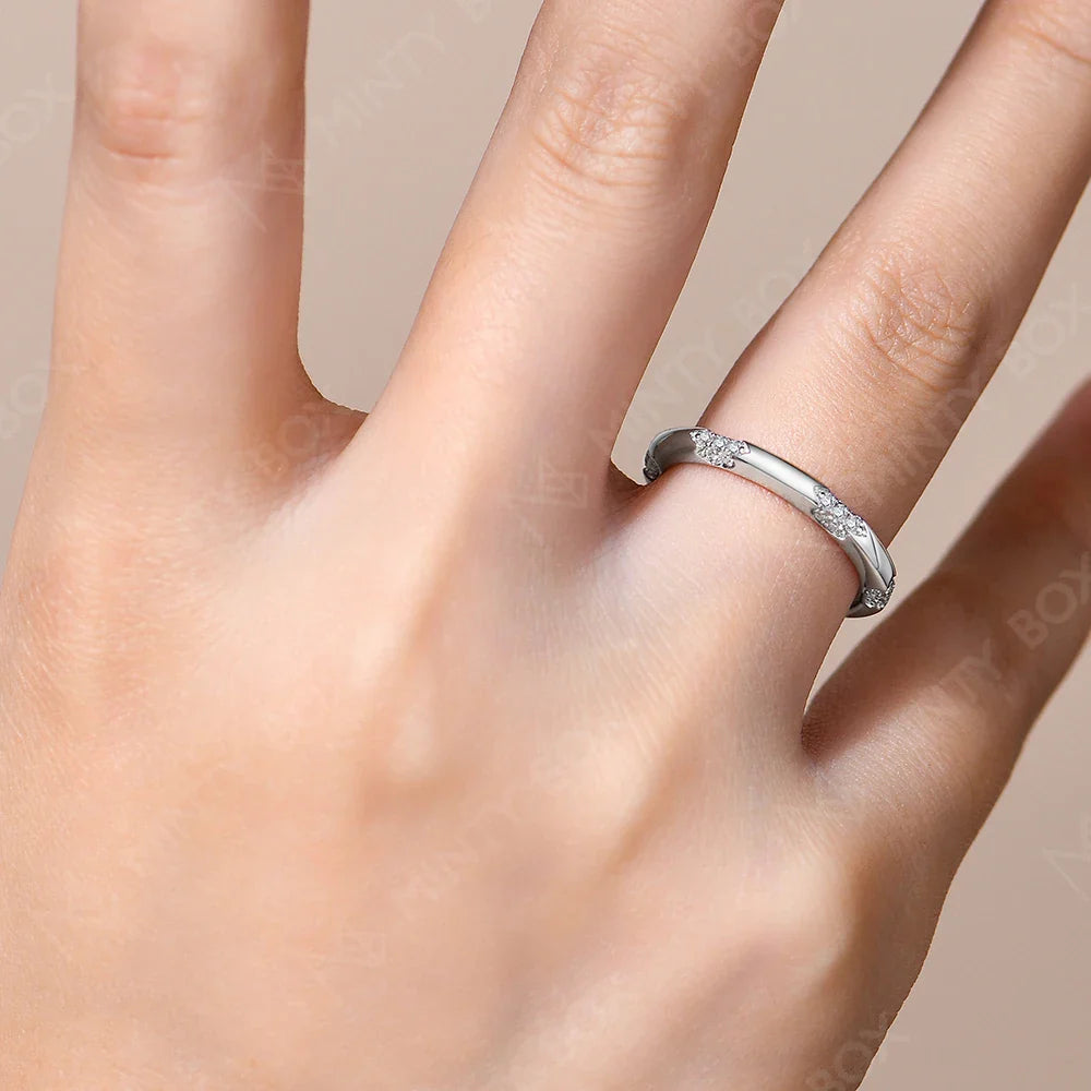 MINTYBOX S925 Silver Moissanite Wedding Band Ring for Women Lab Diamond Engagement Rings 18K Gold Plated Jewelry Vera Lux