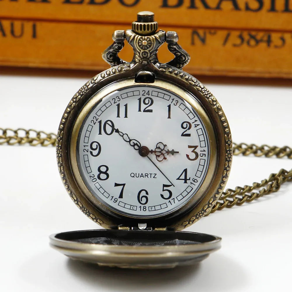 Personalized creative l Wolf Head three-dimensional carved pocket watch FOB Watch for men's Arabic numerals display quartz penda Vera Lux