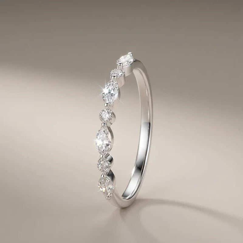 925 Sterling Silver Classic Zircon Marquise Stackable Ring for Women Engagement Wedding Luxury Fashion High Quality Fine Jewelry Vera Lux