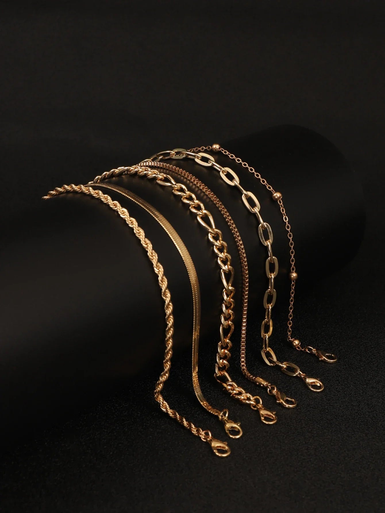 6Pcs Gold Color Bracelet Set Boho Retro Thick Twist Cuban Chain Bracelet for Women 2023 Trendy Quality Jewelry Gifts Vera Lux