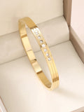 1pc 18K Gold Plated Stainless Steel Stackable Bracelet With Chain And Clover Design, Fashion Style For Women, Suitable For Casua Vera Lux