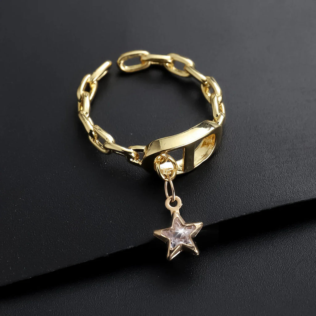 Cross Diamond Letter Ring Niche Design Pendant Trendy Daily Versatile Women's Ring New Open Adjustable Ring Vera Lux