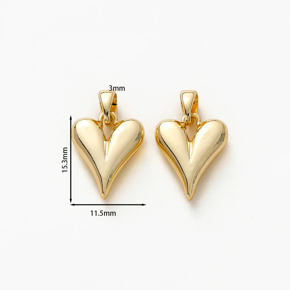4pcs 18K Gold Plated Small Peach Heart Charms For Jewellery Making DIY Earrings Necklaces Pendant Accessories Vera Lux