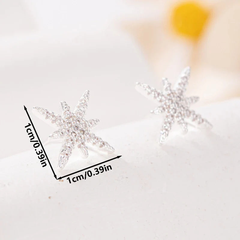 1pair Six Pointed Star Earrings Copper Material Versatile Trend Women's Stud Earrings Wedding Valentine's Day Birthday jewelry Vera Lux