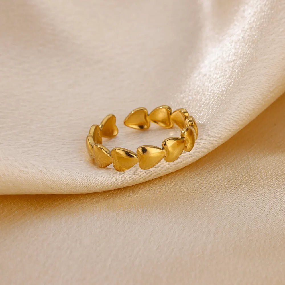 Stainless Steel Heart Rings For Women Opening Adjustable Gold Color Heart Ring Wedding Couple Christmas Jewelry Party Gifts Vera Lux