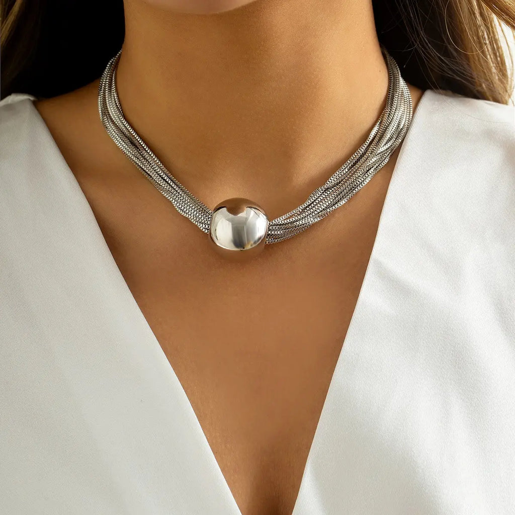 Exaggerated Twisted Chunky Chain Necklace for Women Punk Big Ball Pendant Choker Clavicle Link Grunge Jewelry Steampunk Men New Vera Lux