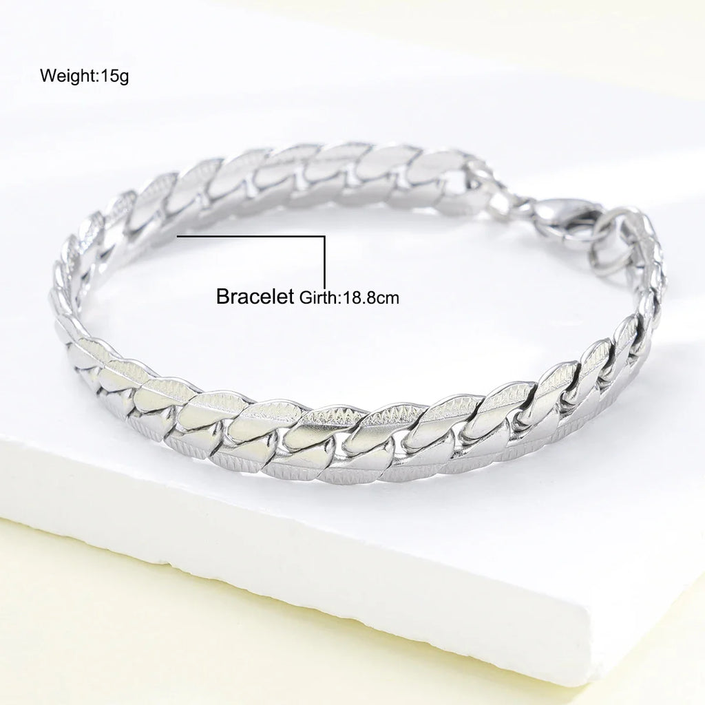New Trendy Cuban Chain Men Bracelet Classic Stainless Steel Silver Color Width Chain Bracelet For Women Fashion Jewelry Gifts Vera Lux