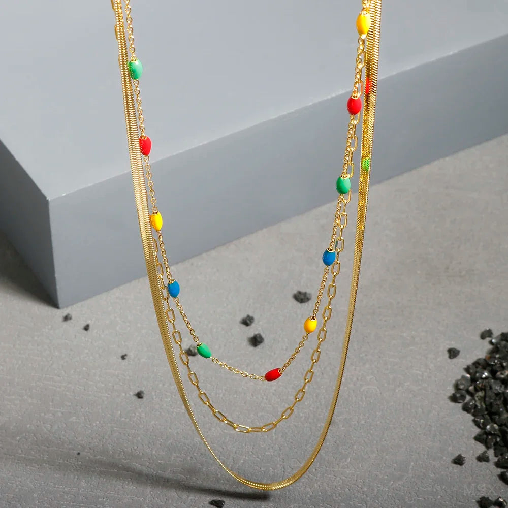 Stainless Steel Vintage Textured Delicate Necklace Vera Lux