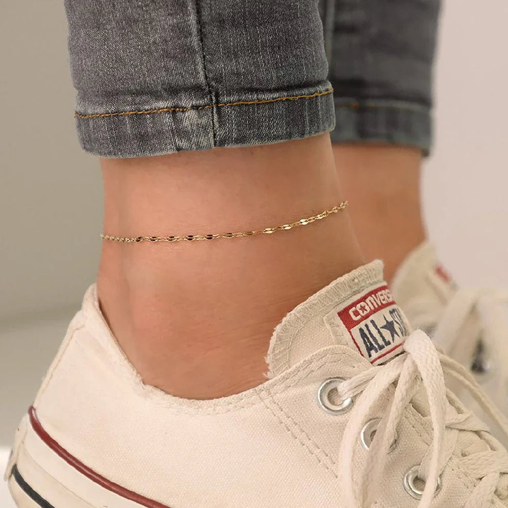 Stainless Steel Fish Lips Chain Anklet For Women Summer Beach Foot Jewelry On The Leg Minimalist Anklets Female Vera Lux
