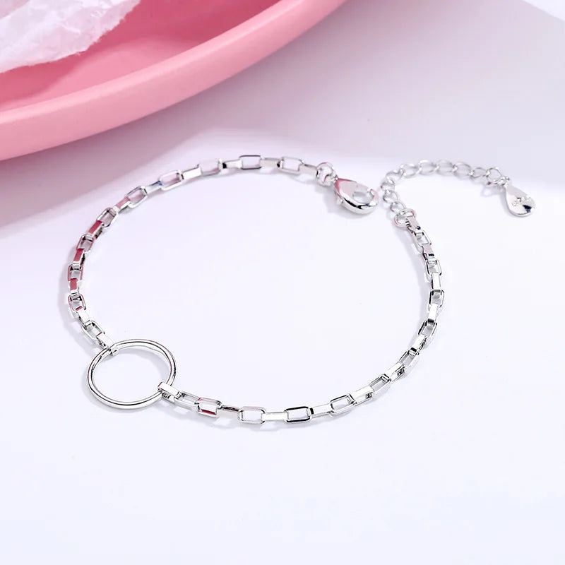 VENTFILLE 925 Sterling Silver Geometric Square Round Bead Bracelet For Women Personality Temperament Simple Hand Jewelry Party Vera Lux
