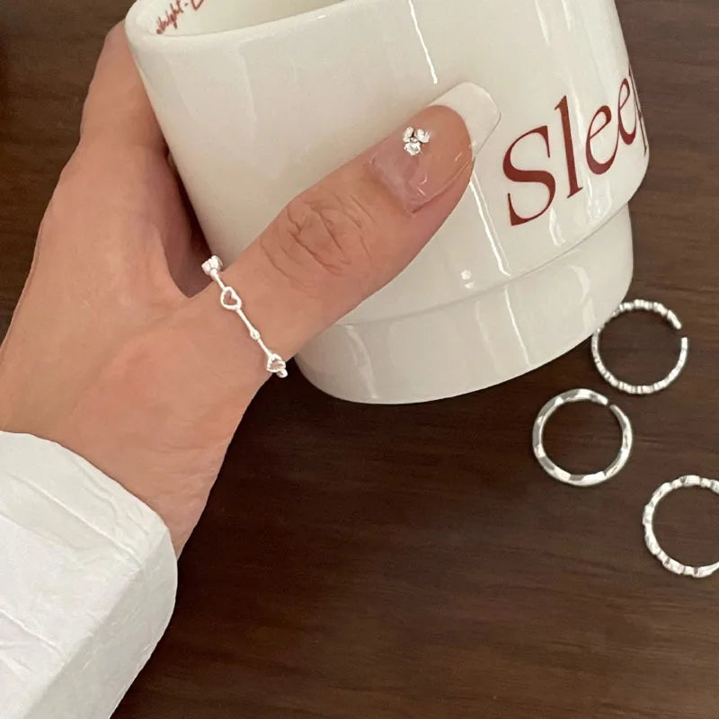 VENTFILLE 925 Sterling Silve Love Heart Hollowed Out Ring For Women Girl Extremely Fine Korea Ins Jewelry Gift Dropshipping Vera Lux