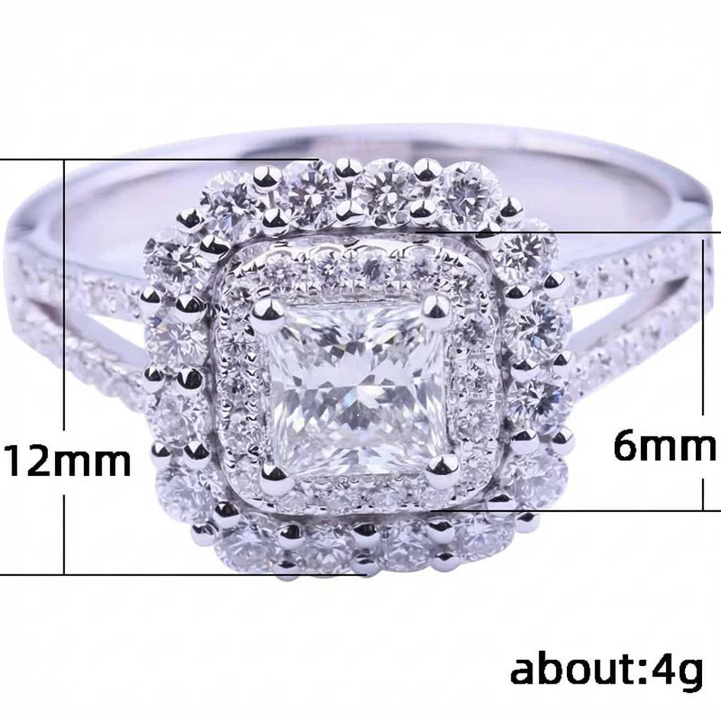 925 Sterling Silve Fashion Square Flashing Ring Geometric Luxury Inlaid AAA Cubic Zirconia Wedding Accessories Women Jewelry Vera Lux