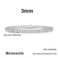 NeeTim 3mm 4mm 5mm 6.5mm Moissanite Tennis Bracelet Original s925 Sterling Silver Lab Diamond Bracelets for Women Men Chains Vera Lux
