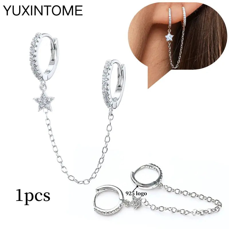 925 Sterling Silver Ear Needle Fashion Hoop Earrings White Crystal Luxury Women's Silver Earrings Wedding Women's Jewelry Gift Vera Lux