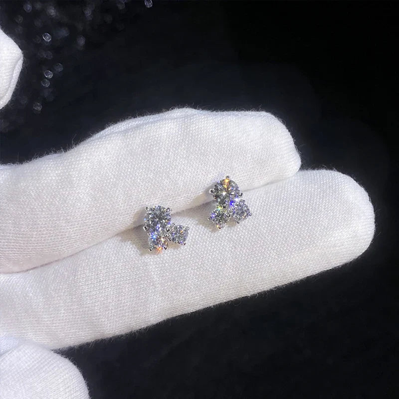NeeTim All D VVS1 Moissanite Stud Earrings for Woman Wedding Jewely 925 Sterling Sliver with white Gold Plated Studs Earring Vera Lux