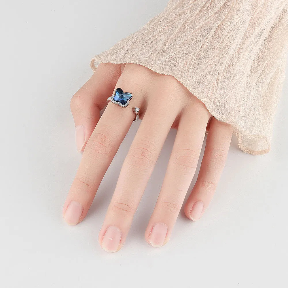 Rotating Anxiety Knuckle Ring For Women Spinner Fidgets Cute Animal Butterfly Flower Anti Stress Ring Party Jewelry Gifts Anillo Vera Lux