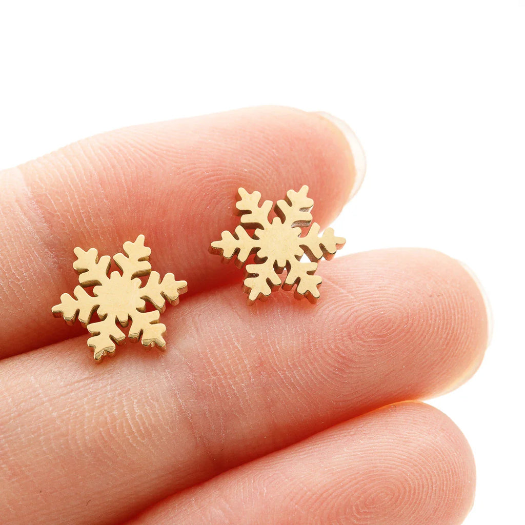 High Quality Stainless Steel Stud Earrings Girl Snowflake Elk Deer Silver Color Tragus Piercing Women'S Earrings Christmas Gifts Vera Lux