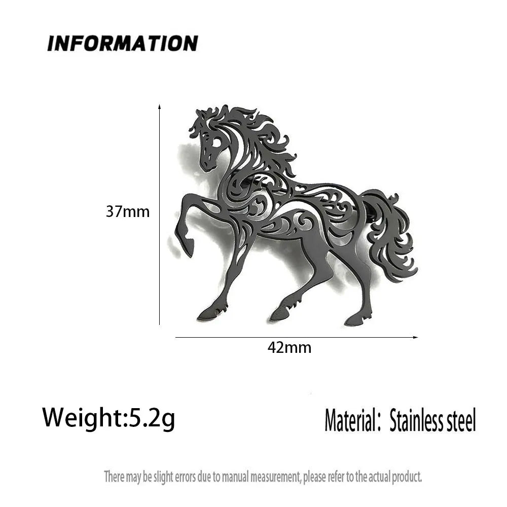 Original hollow horse stainless steel brooch, waterproof and non-fading accessory, suit lapel pin, boyfriend gift Vera Lux