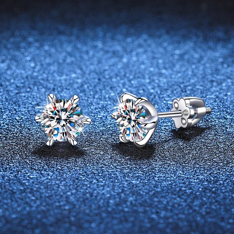 NeeTim 1ct 2ct Moissanite Screw Earrings for Women 925 Sterling Silver with Gold Plated Diamond Wedding Party Girl Stud Earrings Vera Lux